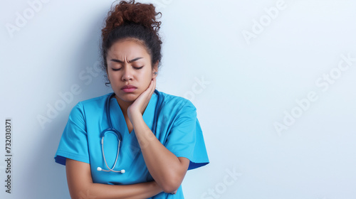exhausted nurse isolated