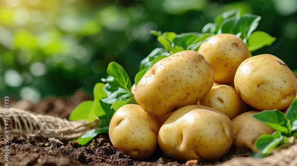 Basket of fresh tasty new potatoes. Selective focus Basket of fresh tasty new potatoes. Selective focus
