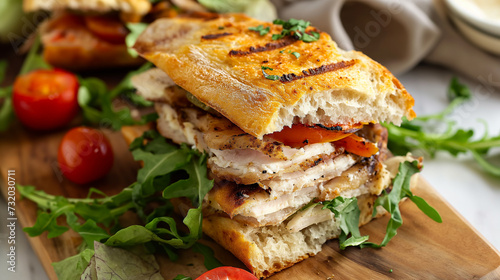 grilled sandwich with ham and vegetables