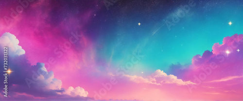 Photographie 虹のユニコーンの背景。ボケ味と星を持つパステルのファンタジー空。魔法のホログラフィック銀河。大理石のかわいいテクスチャです。ベクトル宇宙のガーリーな壁紙。