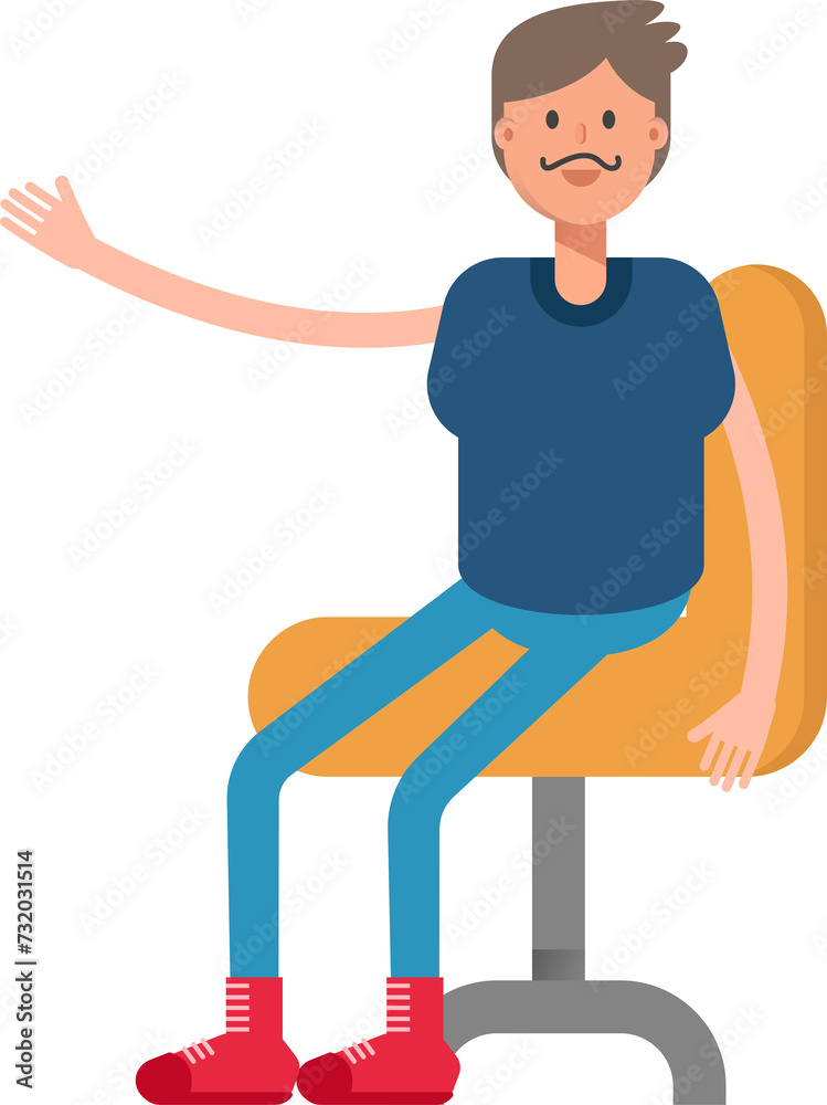 Beard Man Character Sitting on Office Chair
Beard Man Character Sitting on Office Chair
