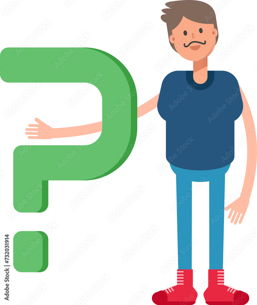 Beard Man Character and Question Mark
Beard Man Character and Question Mark