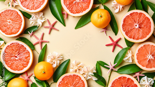 Fresh Citrus Fruits on a Vibrant Background, Healthy Summer Vibes with Oranges and Lemons
