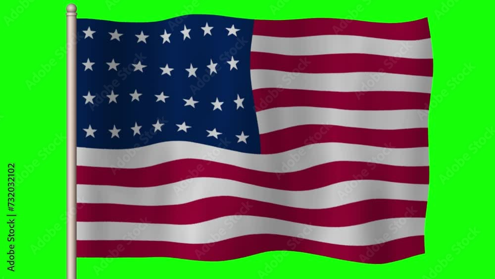 National Flag of The United States of America Over Chroma Key National Flag of The United States of America Over Chroma Key