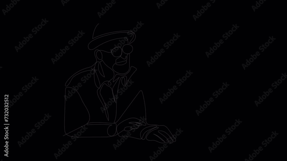 Continuous line animation of old man, one line art old man, animated old man line art. Continuous line animation of old man, one line art old man, animated old man line art.