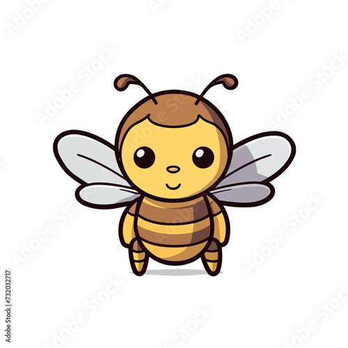 Vector illustration of a small cartoon bee against a white background