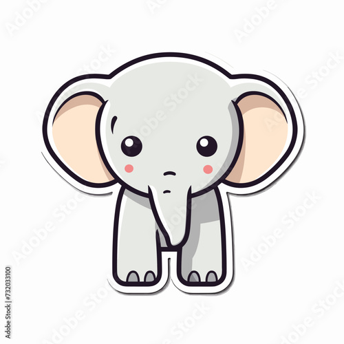 Vector illustration of a small cartoon elephant against a white background