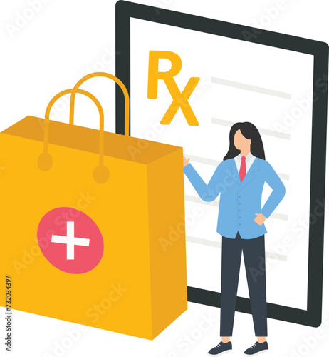 Rx prescription and patient medical history or anamnesis or medical report concept,


