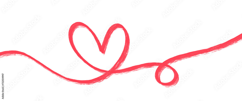 heart ribbon on transparent background red watercolor clipart