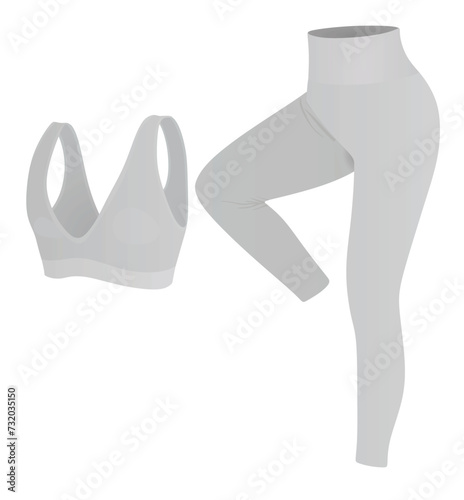 Fitness outfit, top and leggings. vector