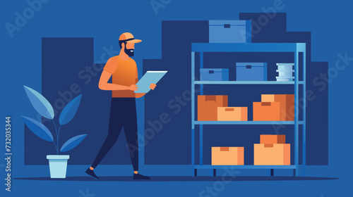 Man Standing in Front of Shelf With Boxes