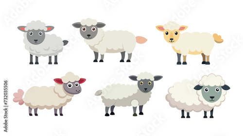 Assorted Cartoon Sheep Characters in Various Poses and Colors