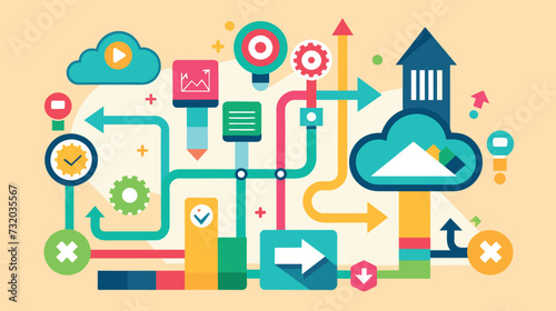 Colorful conceptual image illustrating digital strategy and online marketing