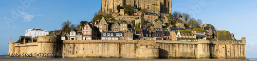 Mont Saint Michel at low tide and sunshine, no crowd, Panorama © Sven