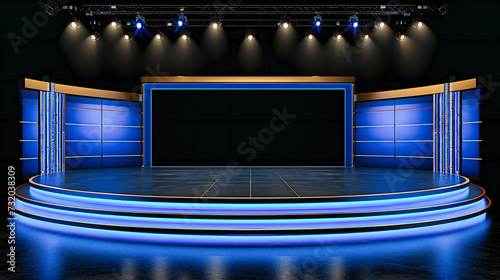 Futuristic Interior Design, Abstract Light and Stage Concept, Modern and Bright Space for Events and Shows