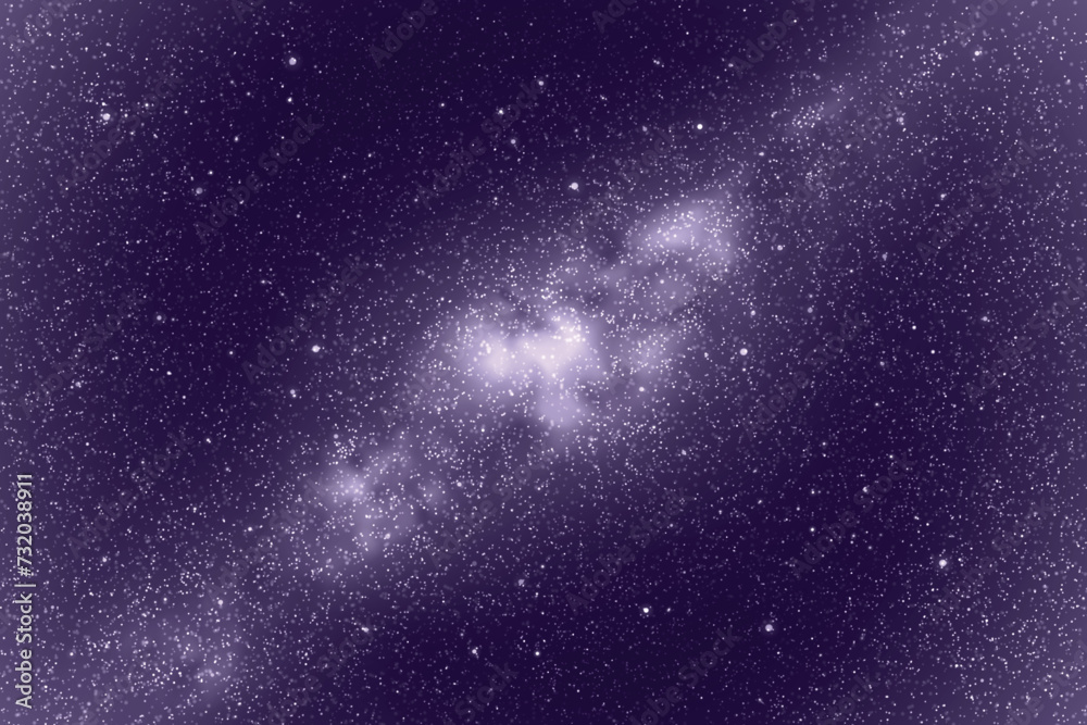 Fototapeta premium Night starry sky and Milky Way. Monochrome cold blue space background