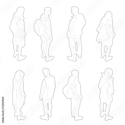 Isometric people, axonometric people, cad, architecture
