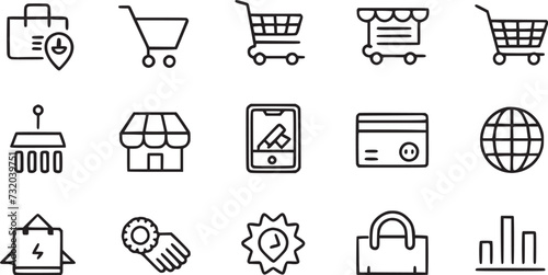 Website and mobile app icons set for ecomerce business.