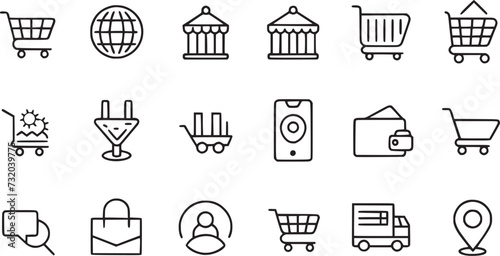 Website and mobile app icons set for ecomerce business.