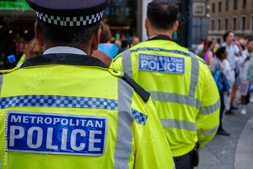 Police officers patrolling during event in London , metropolitan police photo