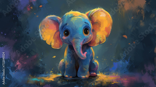 cute baby elephant portrait with colorful watercolor paint, t shirt prints, cards