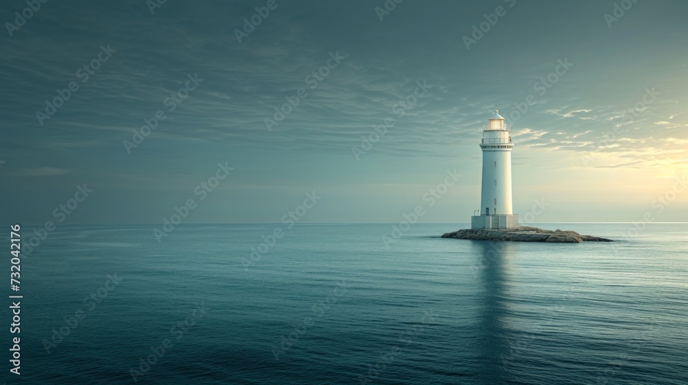 Simple yet powerful image featuring a lone lighthouse overlooking the vast ocean