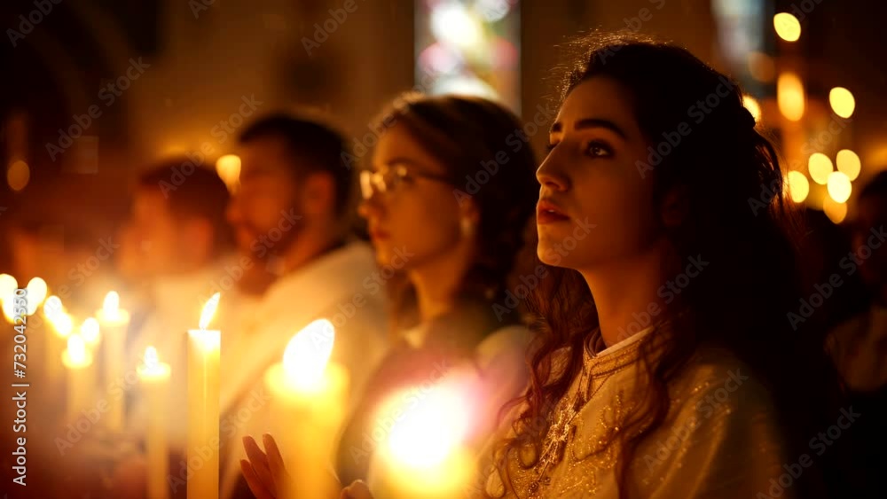 Congregations praying in church
