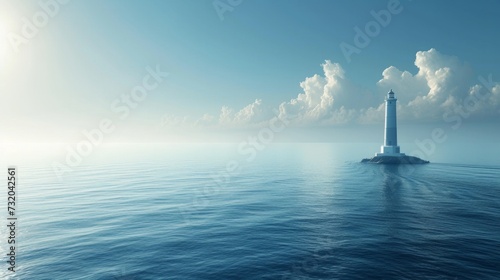 Simple yet powerful image featuring a lone lighthouse overlooking the vast ocean