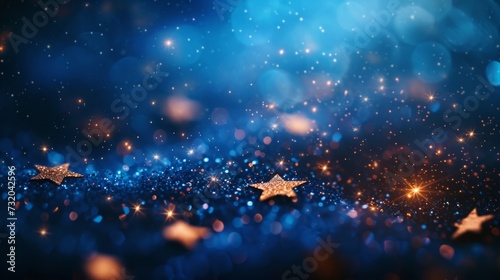 Serene background adorned with ethereal confetti, resembling stars scattered across the night sky © olegganko