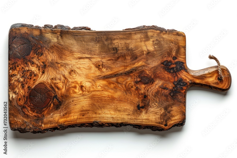 Wooden cutting board isolated on white background