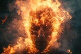 The background of a man with flaming anger until his head catches fire,copy space.