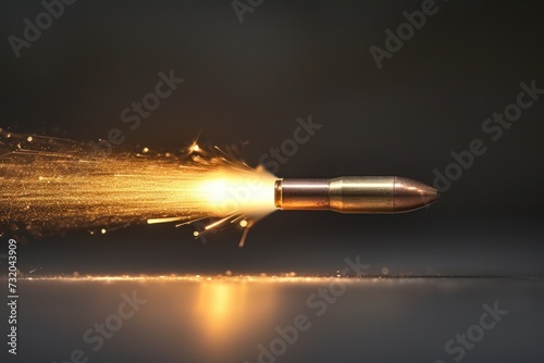 A bullet soaring with such velocity that it creates a trail of light as it speeds through the air.