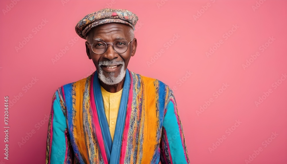 Cool senior african man with fashionable outfit portrait - Funny old male person with cool and playful attitude on colorful background Cool senior african man with fashionable outfit portrait - Funny old male person with cool and playful attitude on colorful background