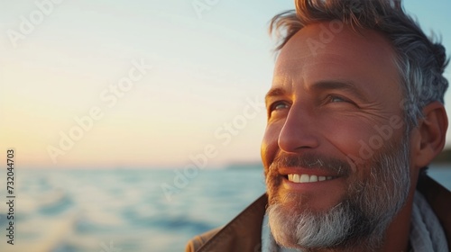 Minimalist composition featuring a father's smile