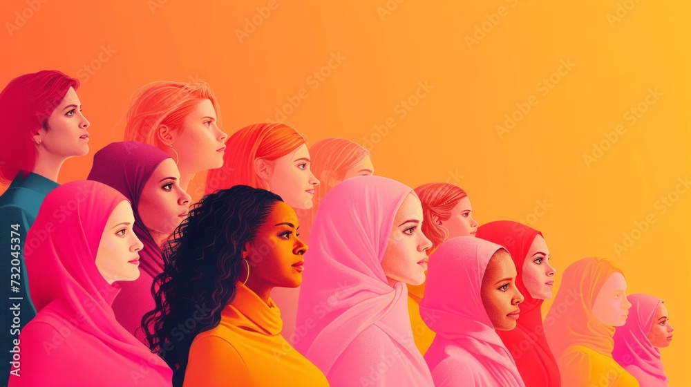 Clean and refined image showcasing inspirational women and their impact on society for women's day cards