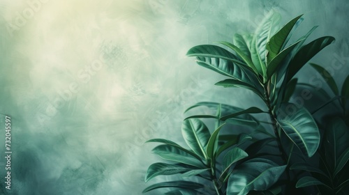 Clean composition featuring abstract tropical foliage against a muted background