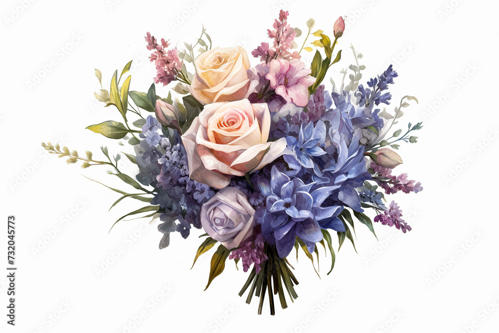 a bouquet of flowers against a white background