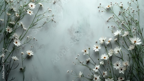 Essence of nature captured in a minimalist backdrop adorned with delicate flo...
