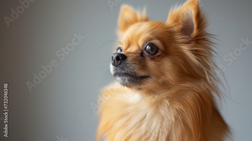 Minimalist capture of an adorable small dog, showcasing its endearing fluffy ...