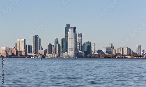 downtown jersey city nj view (tall buildings on the waterfront with hudson river in the foreground) new jersey © Yuriy T