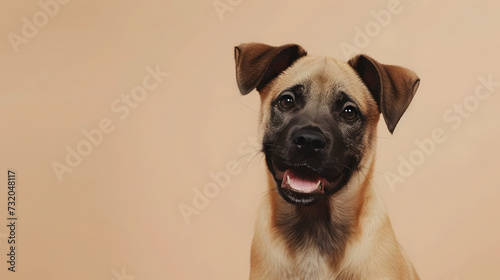 Malinois puppy on a beige background