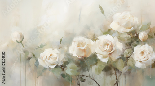 Abstract white roses art background © amavi.her1717