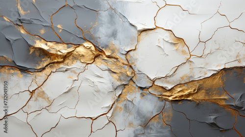Pink, blue and white color textured backgrounds with gold paper in cracks