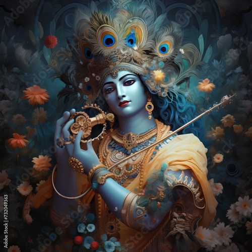 Lord Krishna: Divine Love and Wisdom in Religious Imagery © luckynicky25