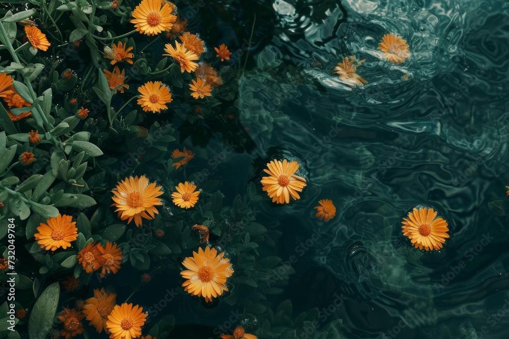 flowers of orange calendula, medicine herb flowers of orange calendula, medicine herb