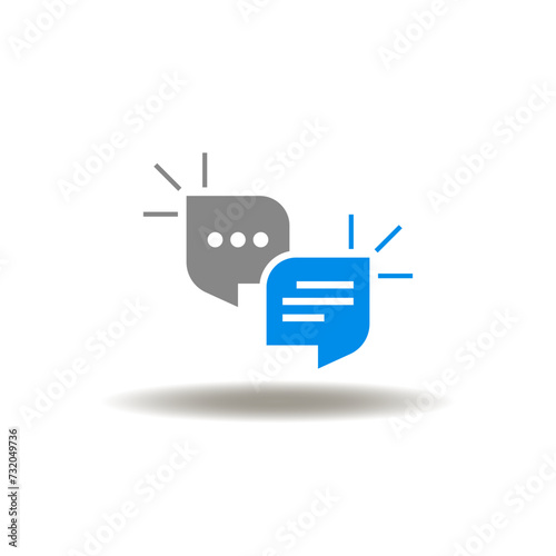 Vector illustration of speech bubbles exclamation. Icon of talk, conversation, dialog. Symbol of topic. Sign of voice chat.