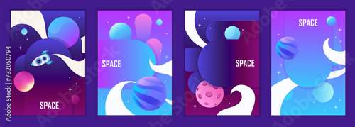 Set of banner templates. Universe. Space trip. Design. Abstract vector illustration