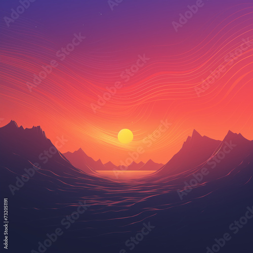 sunset over mountains