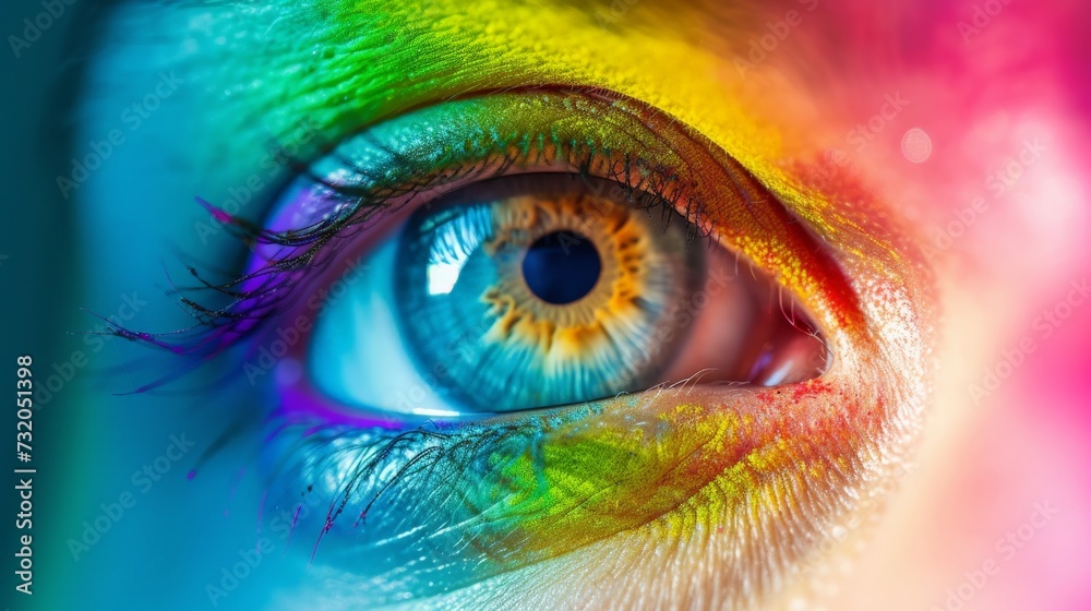 an eye with various colors