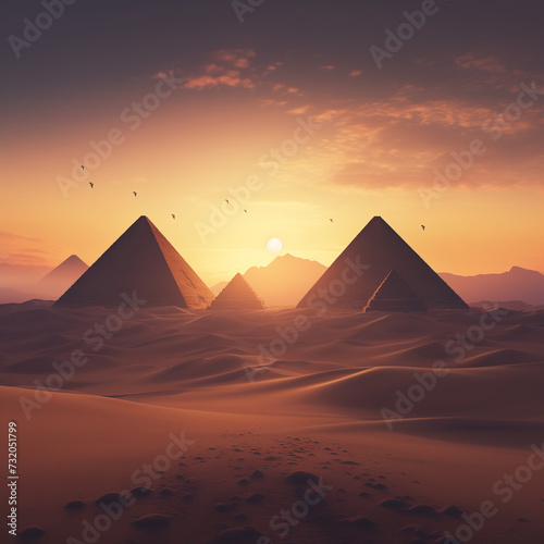 Egypt, pyramids, giza, ancient, desert, dunes